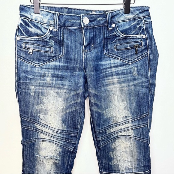 Y2K Almost Famous Distressed Skinny Moto Jeans Size 7 - Picture 3 of 13